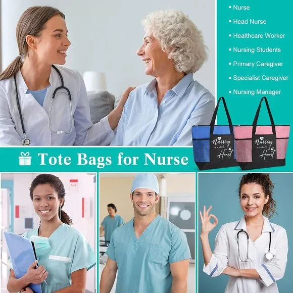 Bulk Christmas Nurse Gifts 12 Mesh Tote Bags for Work  display picture 3